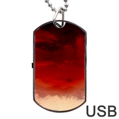 Flaming Skies Ominous Fire Clouds Dog Tag Usb Flash (one Side) by Sapixe