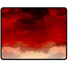 Flaming Skies Ominous Fire Clouds Double Sided Fleece Blanket (medium)  by Sapixe