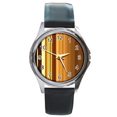 Course Gold Golden Background Round Metal Watch by Sapixe