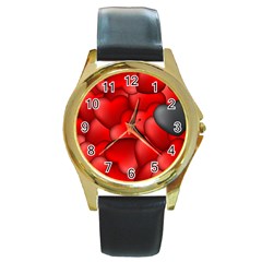 Form Love Pattern Background Round Gold Metal Watch by Sapixe