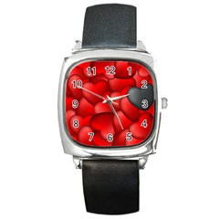 Form Love Pattern Background Square Metal Watch by Sapixe