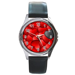 Form Love Pattern Background Round Metal Watch by Sapixe