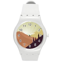 Sky Art Silhouette Panoramic Round Plastic Sport Watch (m) by Sapixe