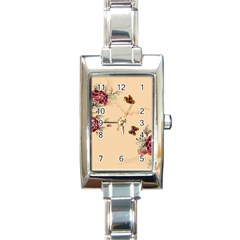 Flower Traditional Chinese Painting Rectangle Italian Charm Watch by Sapixe