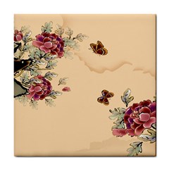 Flower Traditional Chinese Painting Tile Coasters by Sapixe