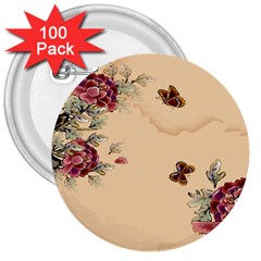 Flower Traditional Chinese Painting 3  Buttons (100 Pack)  by Sapixe