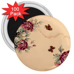 Flower Traditional Chinese Painting 3  Magnets (100 Pack) by Sapixe