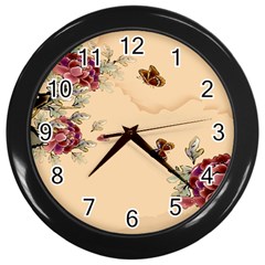 Flower Traditional Chinese Painting Wall Clocks (black) by Sapixe