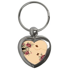 Flower Traditional Chinese Painting Key Chains (heart) 