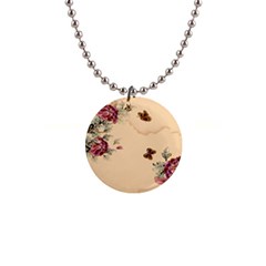 Flower Traditional Chinese Painting Button Necklaces by Sapixe