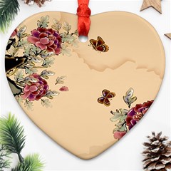 Flower Traditional Chinese Painting Heart Ornament (two Sides) by Sapixe