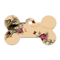 Flower Traditional Chinese Painting Dog Tag Bone (two Sides) by Sapixe