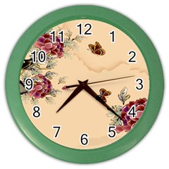 Flower Traditional Chinese Painting Color Wall Clocks by Sapixe