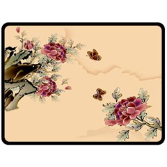 Flower Traditional Chinese Painting Fleece Blanket (large)  by Sapixe