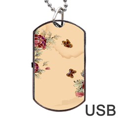 Flower Traditional Chinese Painting Dog Tag Usb Flash (one Side) by Sapixe