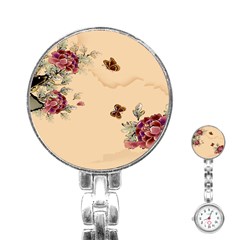 Flower Traditional Chinese Painting Stainless Steel Nurses Watch by Sapixe