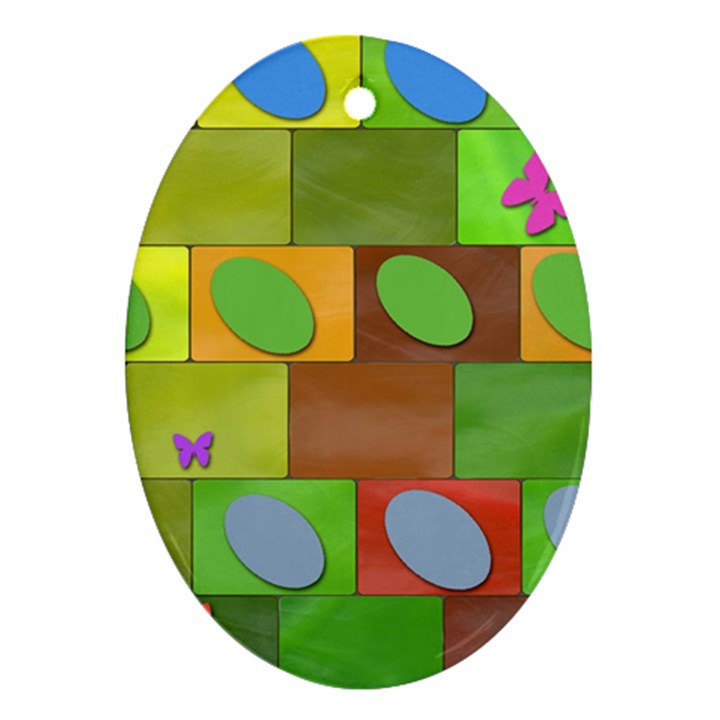 Easter Egg Happy Easter Colorful Ornament (Oval)