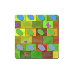 Easter Egg Happy Easter Colorful Square Magnet by Sapixe