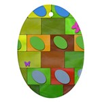 Easter Egg Happy Easter Colorful Oval Ornament (Two Sides) Front