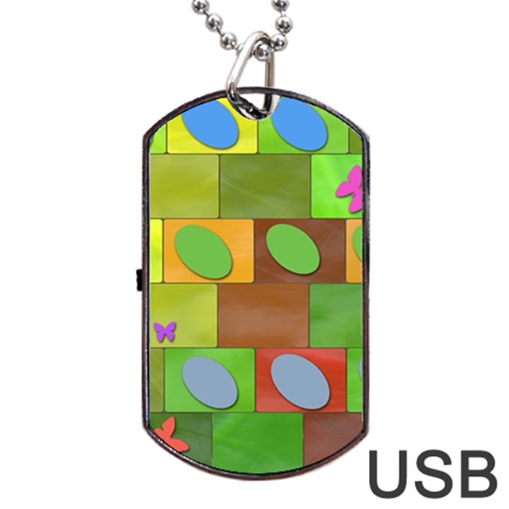 Easter Egg Happy Easter Colorful Dog Tag USB Flash (One Side)