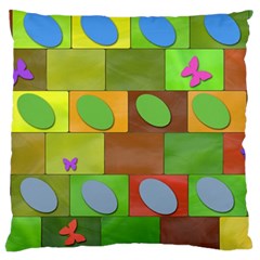 Easter Egg Happy Easter Colorful Large Flano Cushion Case (one Side)