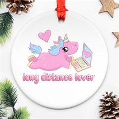 Long Distance Lover - Cute Unicorn Ornament (round) by Valentinaart