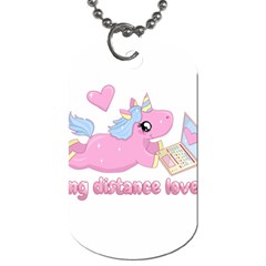 Long Distance Lover - Cute Unicorn Dog Tag (one Side) by Valentinaart