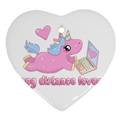 Long Distance Lover - Cute Unicorn Heart Ornament (two Sides) by Valentinaart