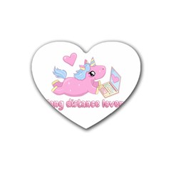 Long Distance Lover - Cute Unicorn Heart Coaster (4 Pack)  by Valentinaart