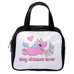 Long Distance Lover - Cute Unicorn Classic Handbags (one Side) by Valentinaart