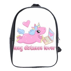 Long Distance Lover - Cute Unicorn School Bag (large) by Valentinaart