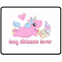 Long Distance Lover - Cute Unicorn Fleece Blanket (medium)  by Valentinaart