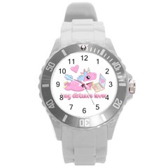 Long Distance Lover - Cute Unicorn Round Plastic Sport Watch (l) by Valentinaart