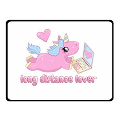 Long Distance Lover - Cute Unicorn Double Sided Fleece Blanket (small)  by Valentinaart