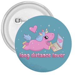 Long Distance Lover - Cute Unicorn 3  Buttons by Valentinaart