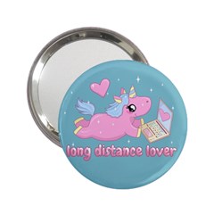 Long Distance Lover - Cute Unicorn 2 25  Handbag Mirrors by Valentinaart