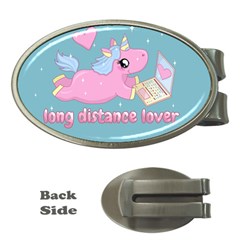 Long Distance Lover - Cute Unicorn Money Clips (oval)  by Valentinaart