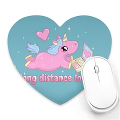 Long Distance Lover - Cute Unicorn Heart Mousepads by Valentinaart