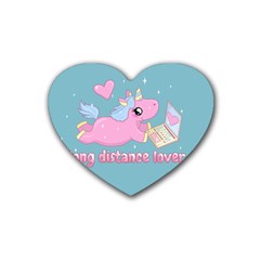 Long Distance Lover - Cute Unicorn Heart Coaster (4 Pack)  by Valentinaart