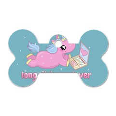 Long Distance Lover - Cute Unicorn Dog Tag Bone (two Sides) by Valentinaart