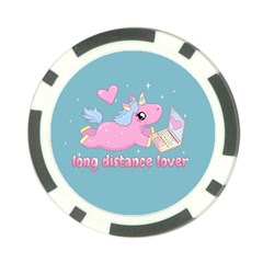 Long Distance Lover - Cute Unicorn Poker Chip Card Guard by Valentinaart