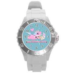 Long Distance Lover - Cute Unicorn Round Plastic Sport Watch (l) by Valentinaart