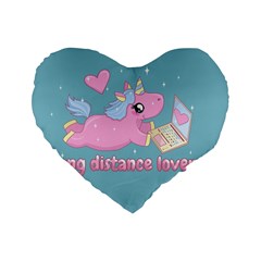 Long Distance Lover - Cute Unicorn Standard 16  Premium Heart Shape Cushions by Valentinaart