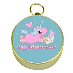 Long Distance Lover - Cute Unicorn Gold Compasses by Valentinaart