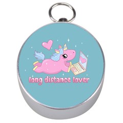 Long Distance Lover - Cute Unicorn Silver Compasses by Valentinaart