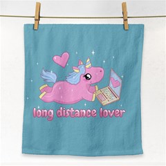 Long Distance Lover - Cute Unicorn Face Towel by Valentinaart