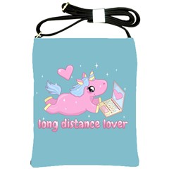 Long Distance Lover - Cute Unicorn Shoulder Sling Bags by Valentinaart