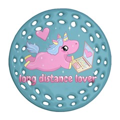 Long Distance Lover - Cute Unicorn Round Filigree Ornament (two Sides) by Valentinaart