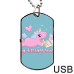 Long distance lover - Cute Unicorn Dog Tag USB Flash (One Side) Front