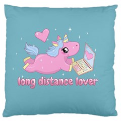 Long Distance Lover - Cute Unicorn Large Flano Cushion Case (two Sides) by Valentinaart